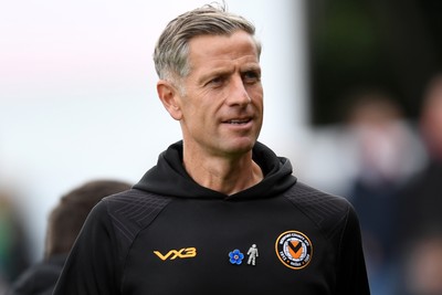 041025 - Newport County v Swindon Town - Sky Bet League 2 - Newport County Manager, David Hughes