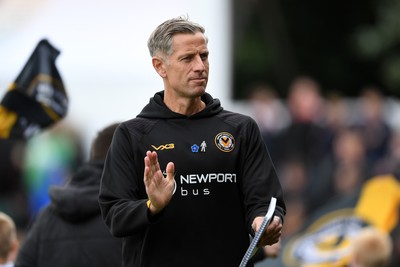 041025 - Newport County v Swindon Town - Sky Bet League 2 - Newport County Manager, David Hughes