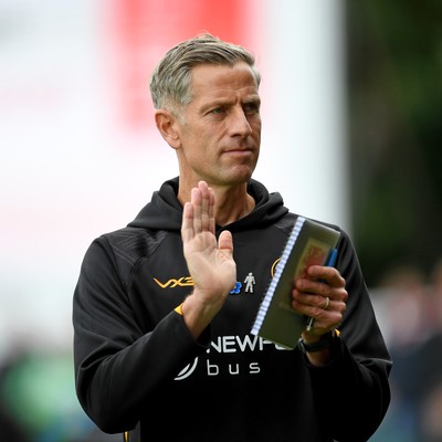041025 - Newport County v Swindon Town - Sky Bet League 2 - Newport County Manager, David Hughes