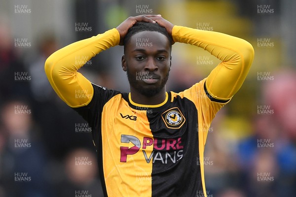 041025 - Newport County v Swindon Town - Sky Bet League 2 - Dejected Cameron Antwi of Newport County
