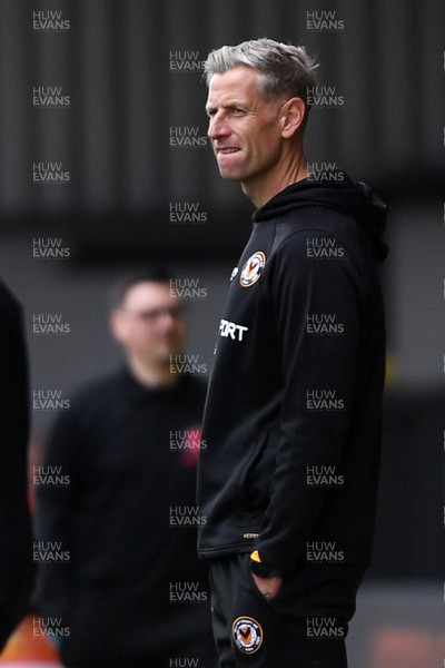 041025 - Newport County v Swindon Town - Sky Bet League 2 - Dejected Newport County Manager, David Hughes at full time