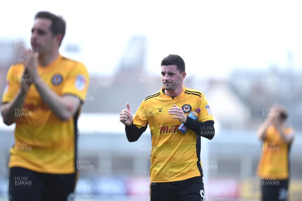 140418 - Newport County v Swindon Town - SkyBet League 2 - Padraig Amond of Newport County at the end of the game