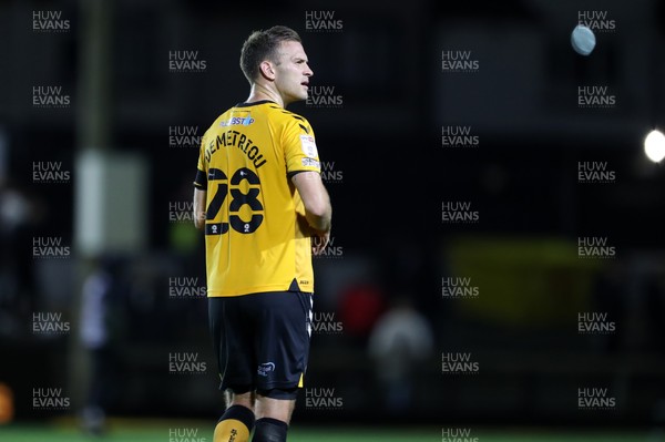 201121 - Newport County v Swindon Town - Sky Bet League 2 - Mickey Demetriou of Newport County at the final whistle