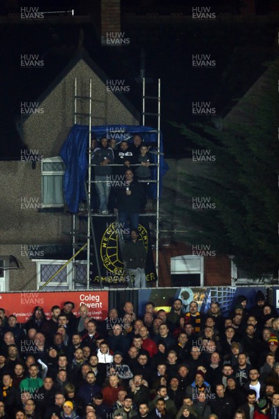 270118 - Newport County v Tottenham Hotspur - FA Cup - Newport fans build their own stand in the front garden to look into the stadium and watch the game