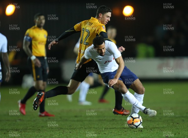 270118 - Newport County  v Tottenham Hotspur, Emirates FA Cup Fourth Round - Mousa Dembele of Tottenham Hotspur and Ben Tozer of Newport County compete for the ball