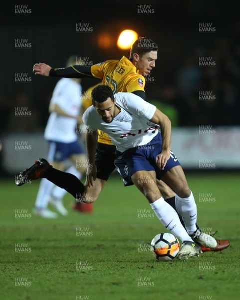 270118 - Newport County  v Tottenham Hotspur, Emirates FA Cup Fourth Round - Mousa Dembele of Tottenham Hotspur and Ben Tozer of Newport County compete for the ball