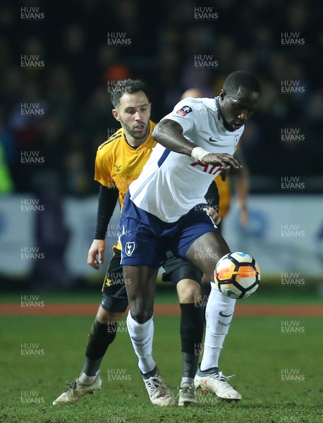 270118 - Newport County  v Tottenham Hotspur, Emirates FA Cup Fourth Round - Moussa Sissoko of Tottenham Hotspur is challenged by Robbie Willmott of Newport County