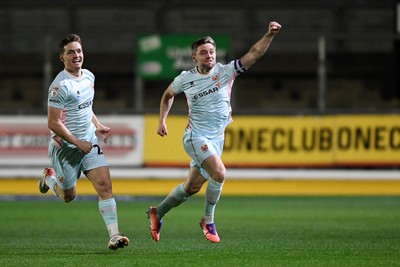030326 - Newport County v Tranmere Rovers - Sky Bet League 2 - Sam Finley of Tranmere celebrates scoring a goal with team mates