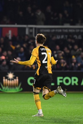 030326 - Newport County v Tranmere Rovers - Sky Bet League 2 - Michael Spellman of Newport County celebrates scoring a goal