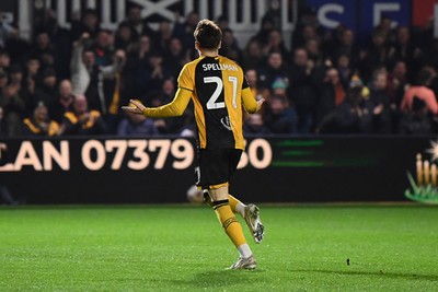 030326 - Newport County v Tranmere Rovers - Sky Bet League 2 - Michael Spellman of Newport County celebrates scoring a goal