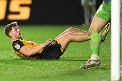 030326 - Newport County v Tranmere Rovers - Sky Bet League 2 - Cameron Evans of Newport County scores a goal