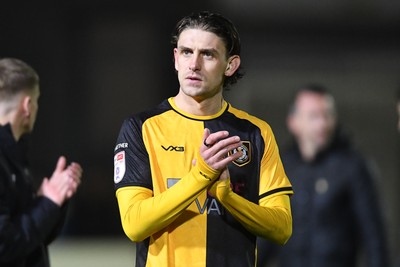 030326 - Newport County v Tranmere Rovers - Sky Bet League 2 - Harrison Biggins of Newport County at full time