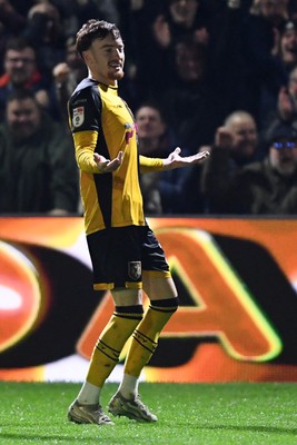 030326 - Newport County v Tranmere Rovers - Sky Bet League 2 - Michael Spellman of Newport County celebrates scoring a goal
