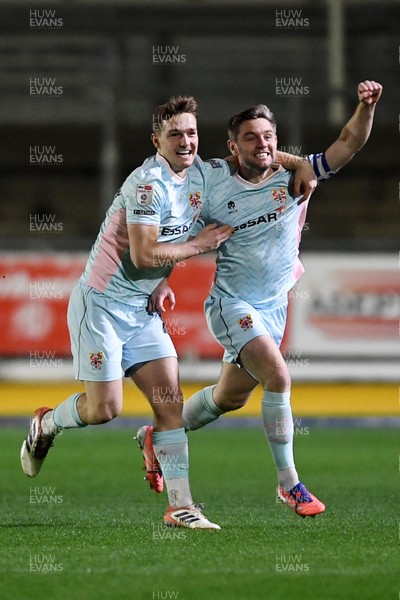 030326 - Newport County v Tranmere Rovers - Sky Bet League 2 - Sam Finley of Tranmere celebrates scoring a goal with team mates