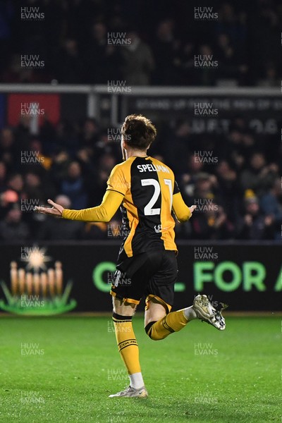 030326 - Newport County v Tranmere Rovers - Sky Bet League 2 - Michael Spellman of Newport County celebrates scoring a goal