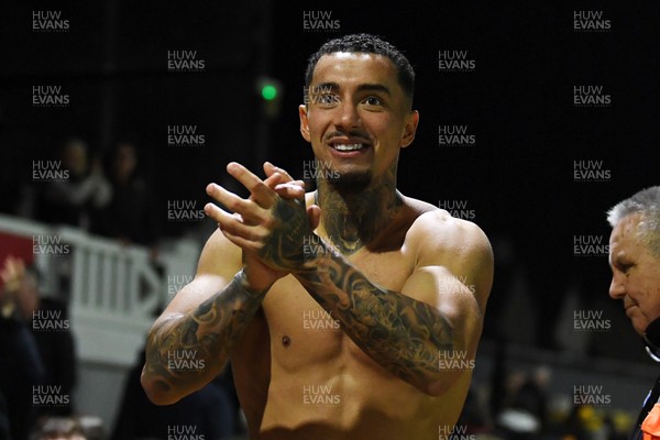 030326 - Newport County v Tranmere Rovers - Sky Bet League 2 - Courtney Baker-Richardson of Newport County celebrates the win at full time