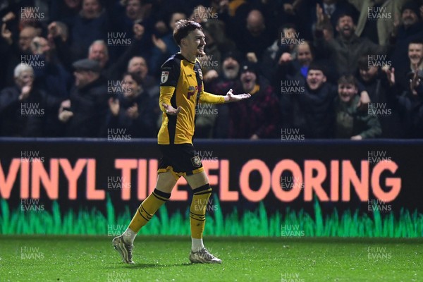 030326 - Newport County v Tranmere Rovers - Sky Bet League 2 - Michael Spellman of Newport County celebrates scoring a goal