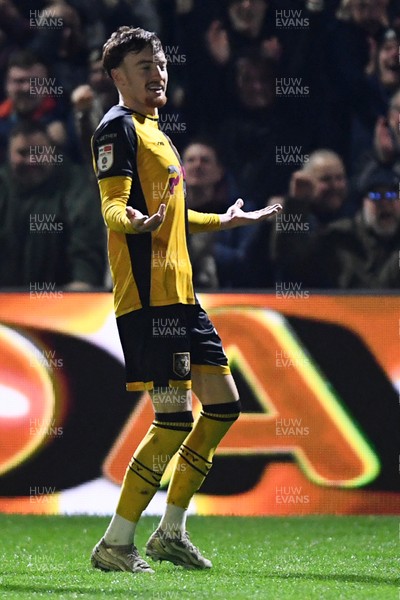 030326 - Newport County v Tranmere Rovers - Sky Bet League 2 - Michael Spellman of Newport County celebrates scoring a goal