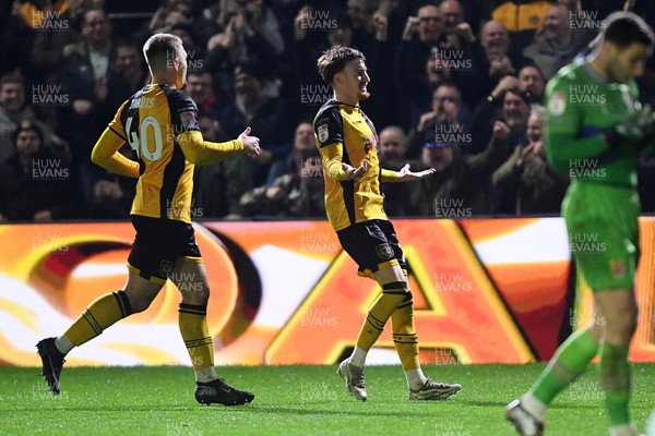 030326 - Newport County v Tranmere Rovers - Sky Bet League 2 - Michael Spellman of Newport County celebrates scoring a goal
