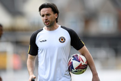 030525 - Newport County v Tranmere Rovers - Sky Bet League 2 - Aaron Wildig of Newport County coaching his side
