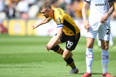 030525 - Newport County v Tranmere Rovers - Sky Bet League 2 - Shane McLoughlin of Newport County celebrates scoring the first goal of the game