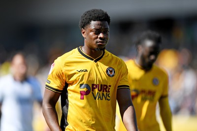 030525 - Newport County v Tranmere Rovers - Sky Bet League 2 - Dejected Bobby Kamwa of Newport County at full time