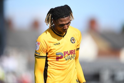 030525 - Newport County v Tranmere Rovers - Sky Bet League 2 - Dejected Kyle Hudlin of Newport County at full time