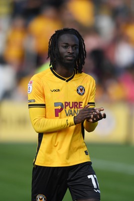030525 - Newport County v Tranmere Rovers - Sky Bet League 2 - Cameron Antwi of Newport County applauding fans at full time