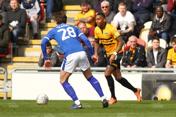 060419 Newport County v Tranmere Rovers - Sky Bet League 2 - Keanu Marsh Brown of Newport County takes on Ollie Banks of Tranmere Rovers 