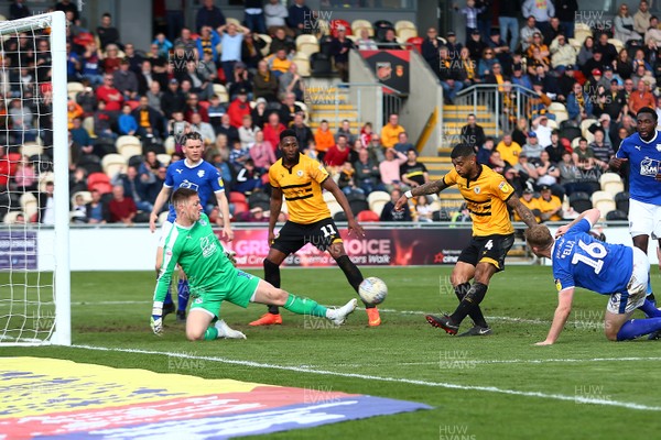 060419 Newport County v Tranmere Rovers - Sky Bet League 2 - Joss Labadie of Newport County puts the ball in the back of the net, but is ruled offside