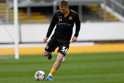 130424 - Newport County v Tranmere Rovers - Sky Bet League 2 -  Corey Evans of Newport County warming up 