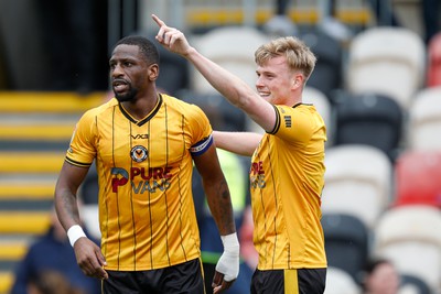 130424 - Newport County v Tranmere Rovers - Sky Bet League 2 -  Will Evans of Newport County celebrates after scoring