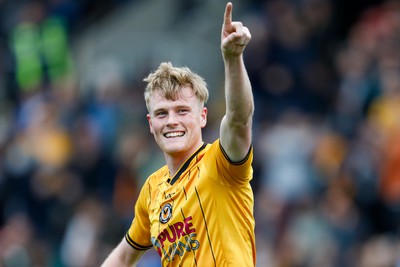 130424 - Newport County v Tranmere Rovers - Sky Bet League 2 -  Will Evans of Newport County celebrates after scoring