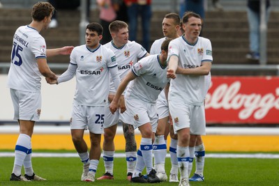 130424 - Newport County v Tranmere Rovers - Sky Bet League 2 -  Rob Apter of Tranmere Rovers celebrates after scoring