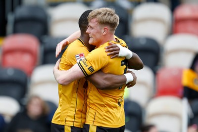 130424 - Newport County v Tranmere Rovers - Sky Bet League 2 -  Will Evans of Newport County celebrates after scoring