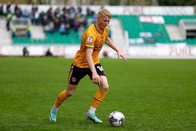 130424 - Newport County v Tranmere Rovers - Sky Bet League 2 -  Harrison Bright of Newport County