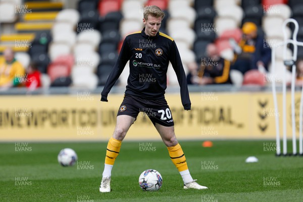 130424 - Newport County v Tranmere Rovers - Sky Bet League 2 -  Harry Charsley of Newport County warming up 