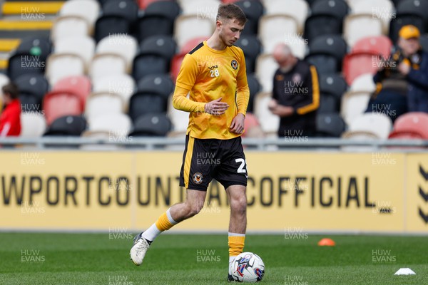 130424 - Newport County v Tranmere Rovers - Sky Bet League 2 -  Matthew Baker of Newport County warming up 