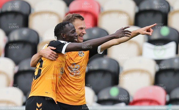 171020 - Newport County v Tranmere Rovers, Sky Bet League 2 - Saikou Janneh of Newport County celebrates with Mickey Demetriou of Newport County after scoring goal