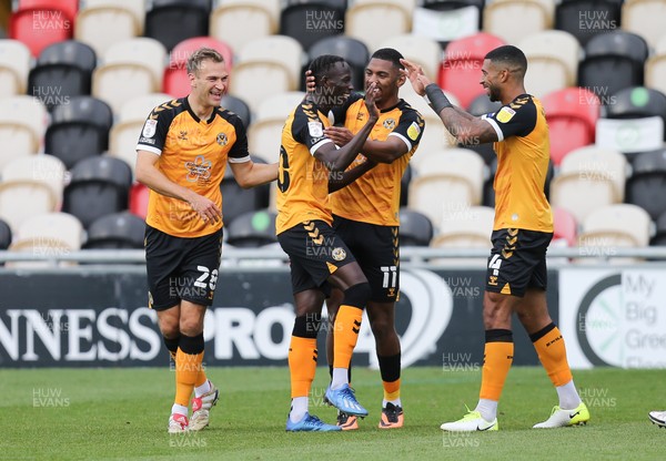 171020 - Newport County v Tranmere Rovers, Sky Bet League 2 - Saikou Janneh of Newport County celebrates with team mates after scoring goal