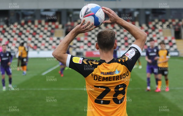 171020 - Newport County v Tranmere Rovers, Sky Bet League 2 - Mickey Demetriou of Newport County waits to take a throw in