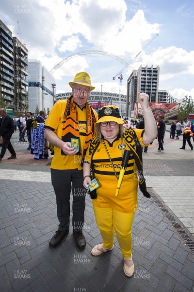 250519 - Newport County v Tranmere Rovers - SkyBet League Two Play-off Final - Newport fans outside Wembley