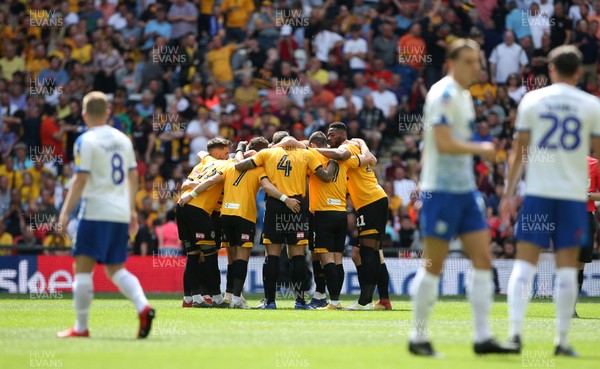 250519 - Newport County v Tranmere Rovers - SkyBet League Two Play-off Final - Newport team huddle