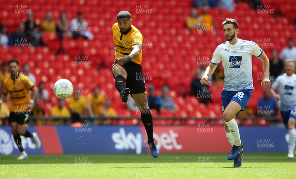 250519 - Newport County v Tranmere Rovers - SkyBet League Two Play-off Final - Joss Labadie of Newport County takes a shot at goal