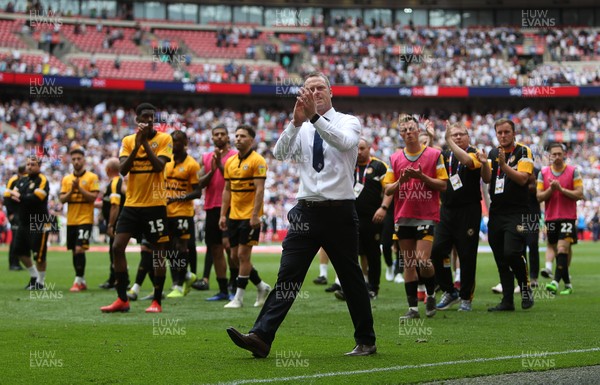 250519 - Newport County v Tranmere Rovers - SkyBet League Two Play-off Final - Newport County Manager Michael Flynn thanks the fans