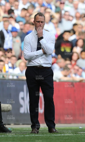 250519 - Newport County v Tranmere Rovers, Sky Bet League 2 Play-Off Final - Newport County manager Michael Flynn looks on in the closing minutes of the match
