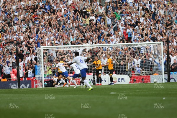 250519 - Newport County v Tranmere Rovers, Sky Bet League 2 Play-Off Final - Connor Jennings of Tranmere Rovers puts the ball past Newport County goalkeeper Joe Day to score goal