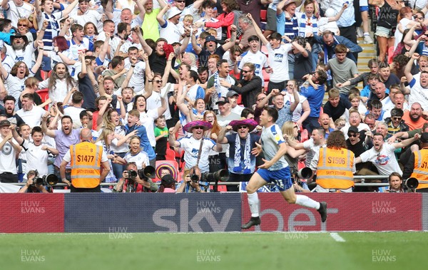 250519 - Newport County v Tranmere Rovers, Sky Bet League 2 Play-Off Final - Connor Jennings of Tranmere Rovers celebrates in front of his fans after scoring goal