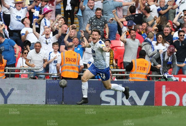 250519 - Newport County v Tranmere Rovers, Sky Bet League 2 Play-Off Final - Connor Jennings of Tranmere Rovers celebrates in front of his fans after scoring goal