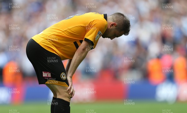 250519 - Newport County v Tranmere Rovers, Sky Bet League 2 Play-Off Final - Matty Dolan of Newport County shows the disappointment at the end of the match